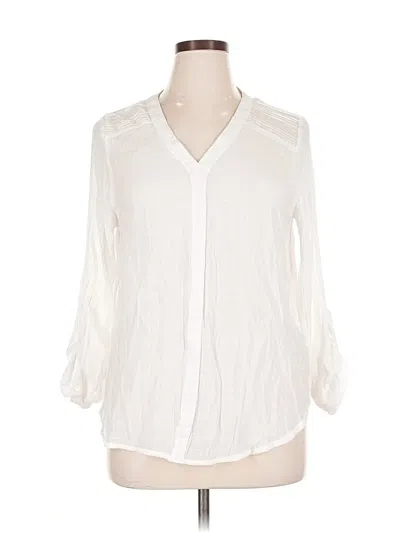 Pre-owned Sharagano 3/4 Sleeve Blouse In White