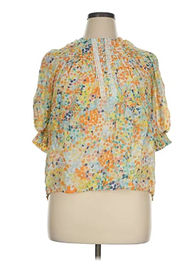 Pre-owned Sharagano 3/4 Sleeve Blouse In Yellow