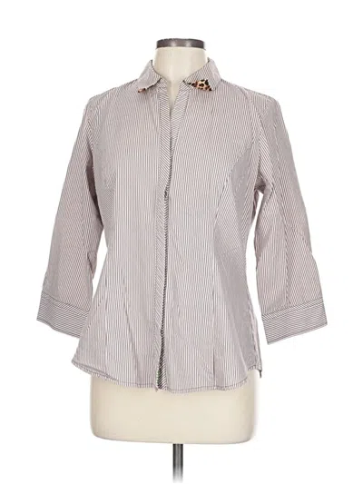 Pre-owned Sharagano 3/4 Sleeve Button Down Shirt In Gray