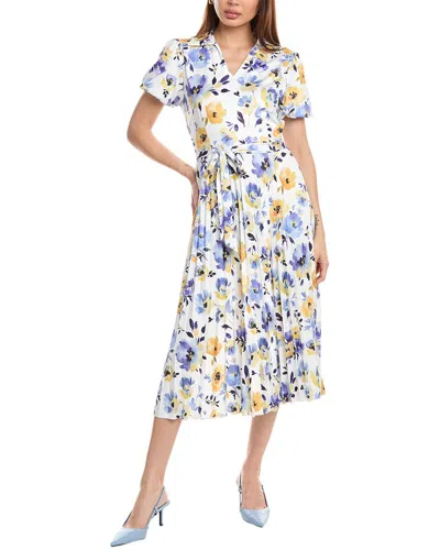 Sharagano Accordion Pleated Midi Dress In Blue