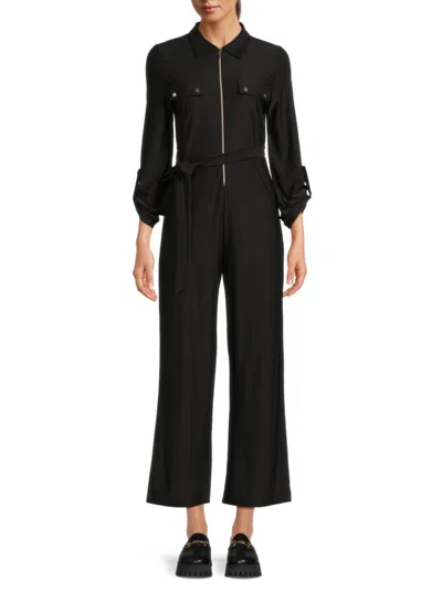 Sharagano Belted Jumpsuit In Very Black