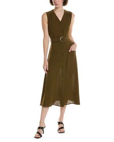 Sharagano Belted Shirtdress In Green
