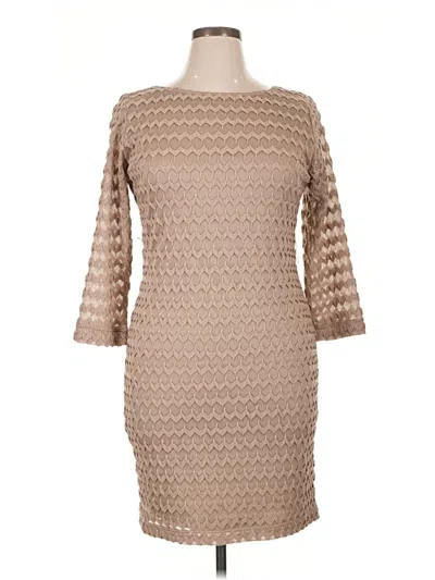 Pre-owned Sharagano Cocktail Dress In Tan