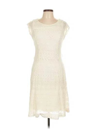 Pre-owned Sharagano Cocktail Dress In White