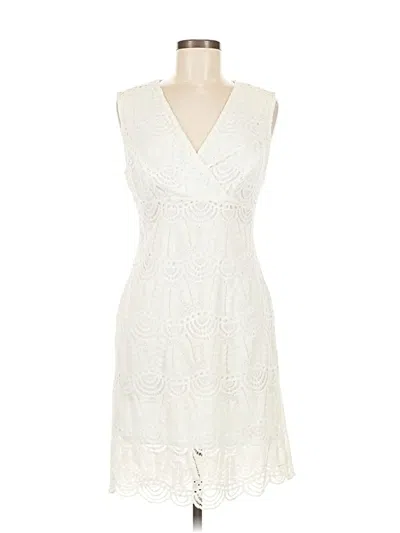 Pre-owned Sharagano Cocktail Dress In White