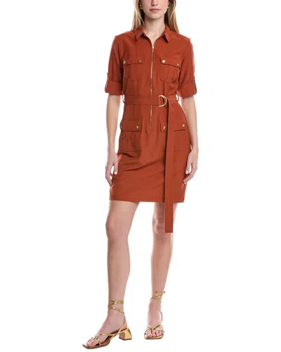 Sharagano Front Zip Sheath Dress In Orange