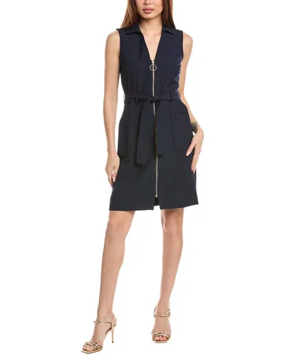 Sharagano Front Zip Shirtdress In Black