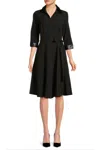 Sharagano Hw2f196153 A Line Short Belted Knee Length Pocket Dress In Black