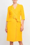 Sharagano Hw3f12hw1 Short Belted Cocktail Knee Length Dress In Yellow