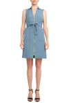 Sharagano Hw3s196175 Short Fitted Collared Cocktail Dress In Blue