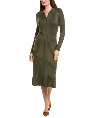 Sharagano Long Sleeve Midi Dress In Green
