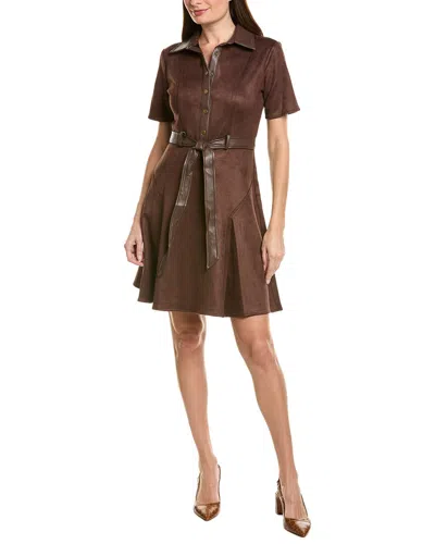 Sharagano Nanette Nanette Lepore Short Sleeve Mini Dress In Brown