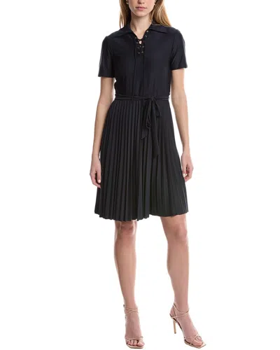 Sharagano Pleated Midi Dress In Navy