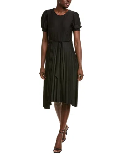 Sharagano Puff Sleeve Midi Dress In Black