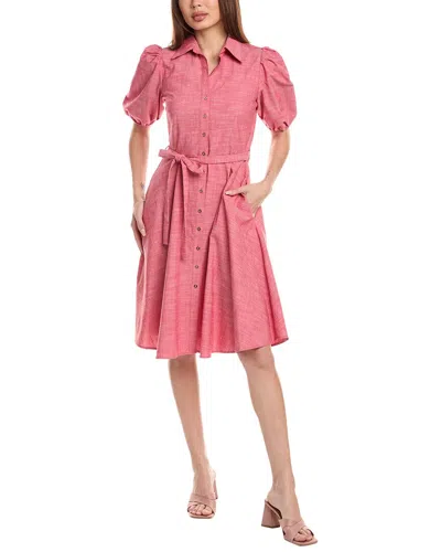 Sharagano Puff Sleeve Shirtdress In Red