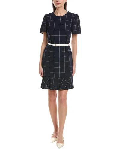 Sharagano Short Sleeve A Line Dress In Black