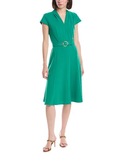 Sharagano Short Sleeve A Line Dress In Green