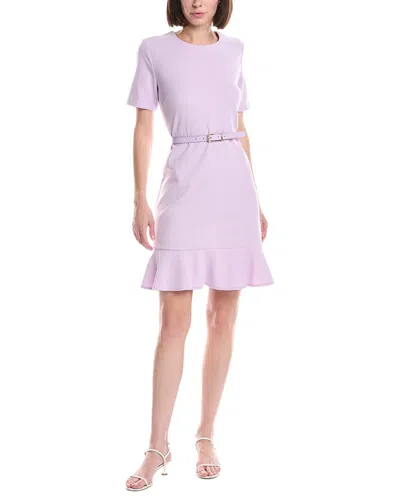 Sharagano Short Sleeve A Line Dress In Purple