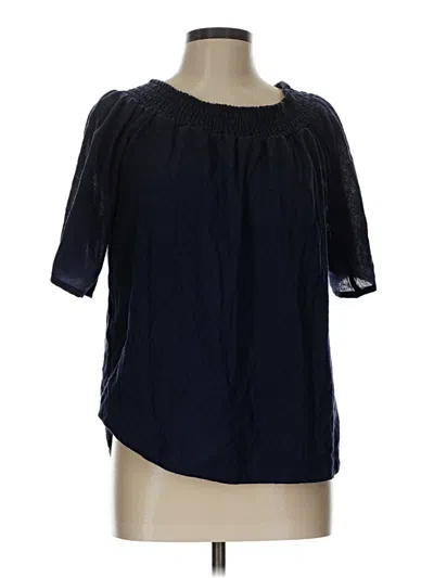 Pre-owned Sharagano Short Sleeve Blouse In Blue