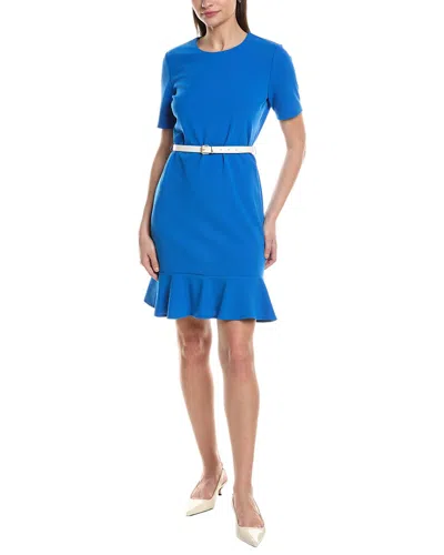 Sharagano Short Sleeve Sheath Dress In Blue