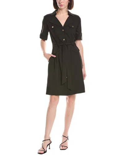 Sharagano Short Sleeve Shirtdress In Black