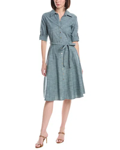 Sharagano Short Sleeve Shirtdress In Blue