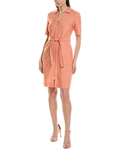 Sharagano Short Sleeve Shirtdress In Brown