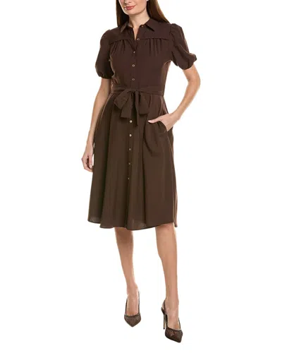 Sharagano Short Sleeve Shirtdress In Brown