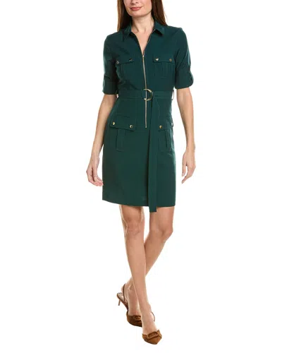Sharagano Short Sleeve Shirtdress In Green