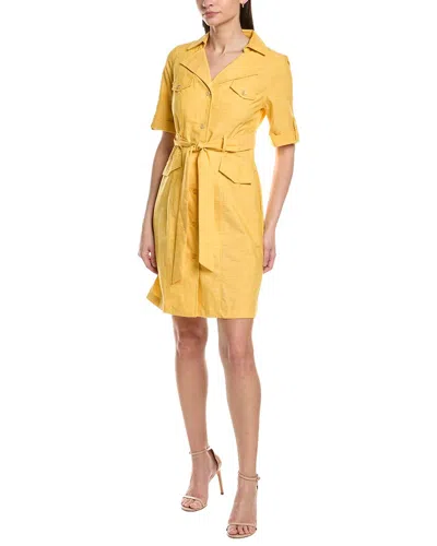 Sharagano Short Sleeve Shirtdress In Yellow