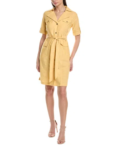 Sharagano Short Sleeve Shirtdress In Yellow