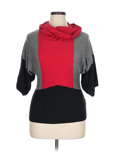 Pre-owned Sharagano Short Sleeve Turtleneck In Red