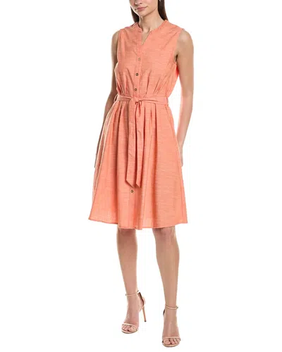 Sharagano Sleeveless Shirtdress In Orange