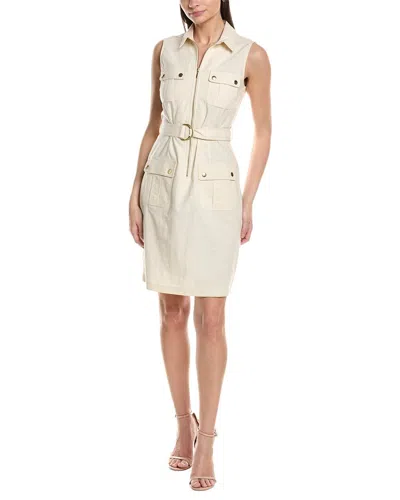 Sharagano Sleeveless Shirtdress In White
