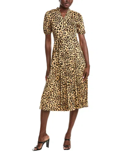 Sharagano Tie Waist Midi Dress In Animal Print