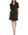 Sharagano Pleated Hem Shirtdress In Black
