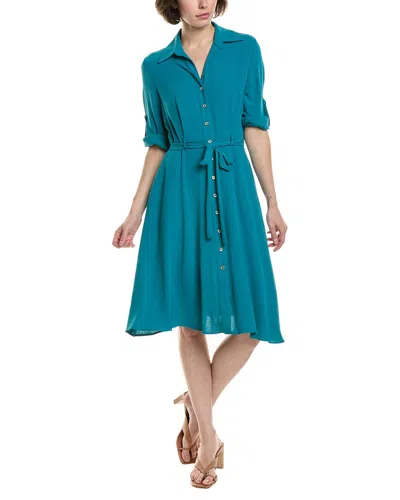 Sharagano Tie Waist Shirtdress In Blue
