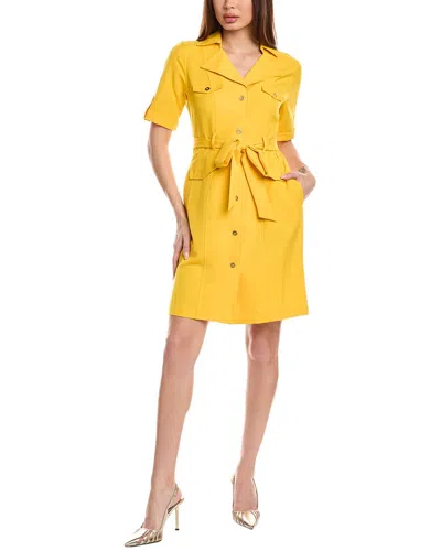 Sharagano Tie Waist Shirtdress In Yellow