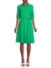 Sharagano Women's Belted A-line Shirt Dress In Lily Pad