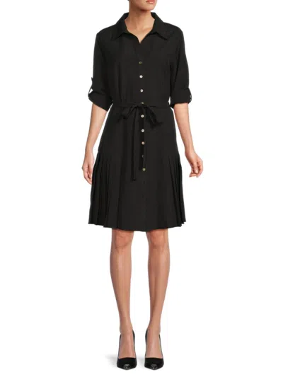 Sharagano Women's Belted Dress In Very Black