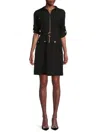SHARAGANO WOMEN'S BELTED ZIP FRONT MINI DRESS