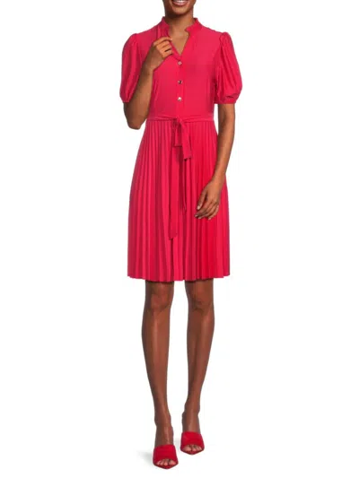 Sharagano Women's Puff Sleeve Pleated Shirtdress In Monticello