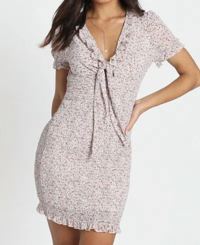 Shareen Collections Floral Dress In Beige In Gray
