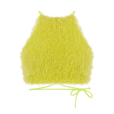 Shareyourluce Women's Acid Green Fluffy Knit Top