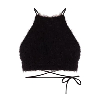 Shareyourluce Women's Black Fluffy Knit Top