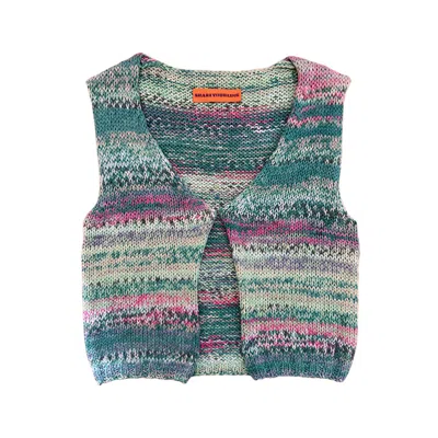 Shareyourluce Women's Blue / Green Emerald-green Happiness Knitted Vest In Blue/green