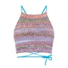 Shareyourluce Women's Blue / Yellow / Orange Sunkissed Knit Top In Blue/yellow/orange