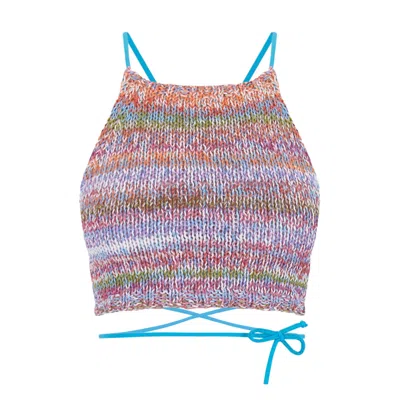 Shareyourluce Women's Blue / Yellow / Orange Sunkissed Knit Top In Blue/yellow/orange