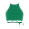 Shareyourluce Women's Green Fluffy Knit Top In Green