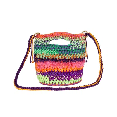 Shareyourluce Women's Green / Pink / Purple Happiness Bag With Shoulder Strap In Green/pink/purple